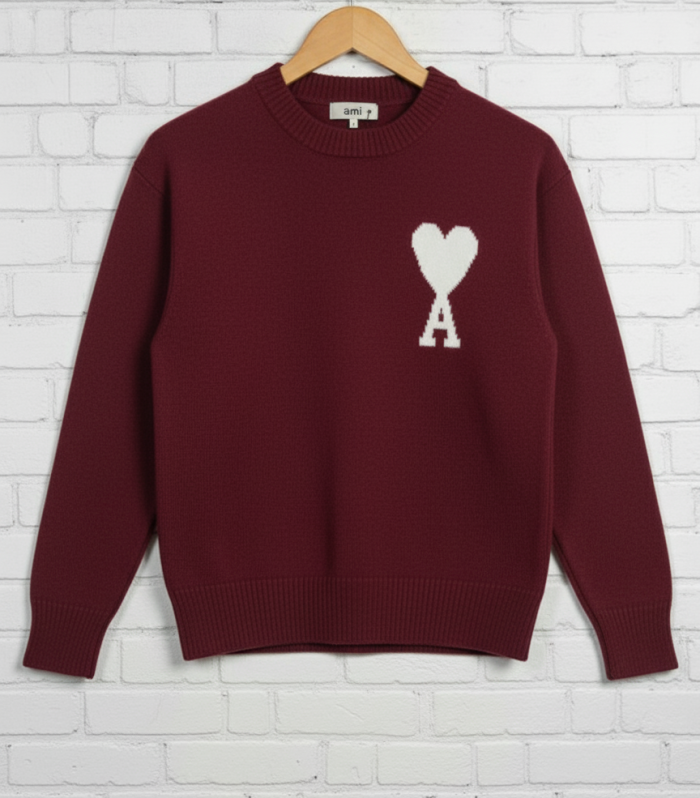Ami Paris crew neck maroon