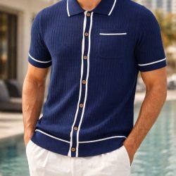 Premium A grade stripe shirt Navy blue