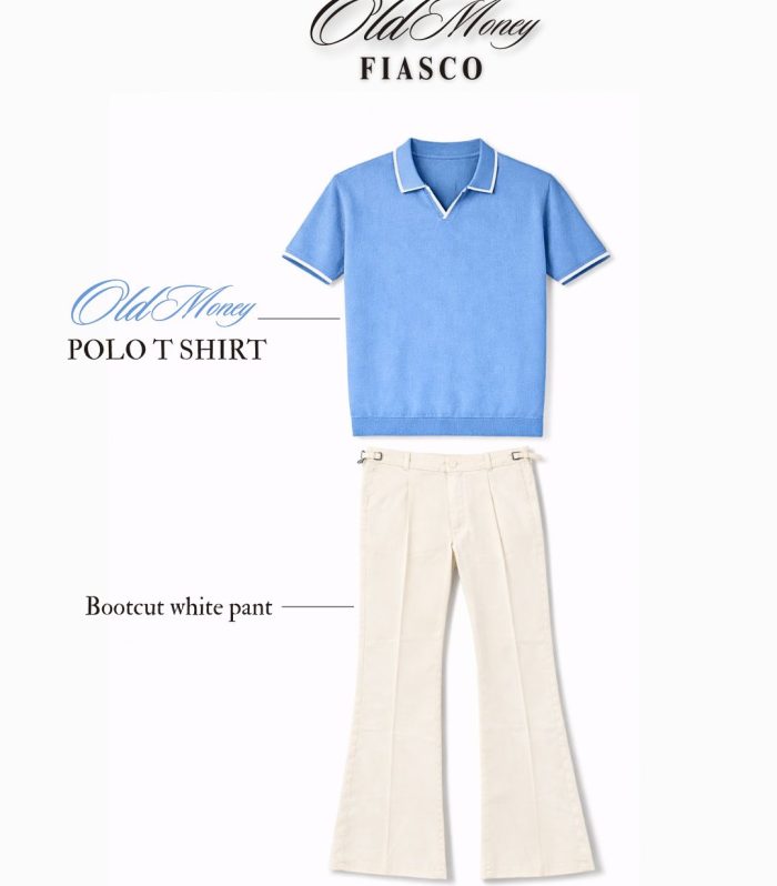 Bootcut formal and old money t shirt combo sky blue