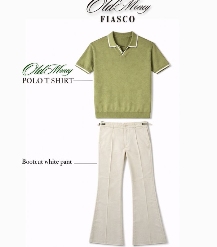 Bootcut formal and old money t shirt combo Olive green