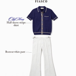 Old money  bootcut and Classic stripe shirt navy blue