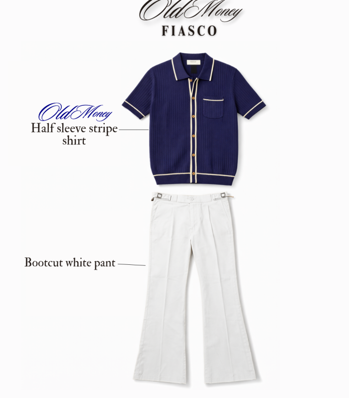 Old money  bootcut and Classic stripe shirt navy blue