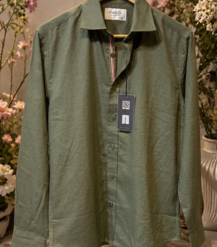 Linen/Remi blend Shirt Olive Green