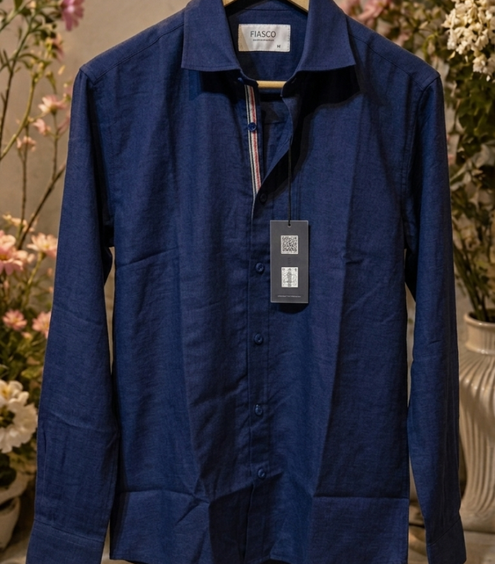 Linen/Remi blend Shirt Navy Blue