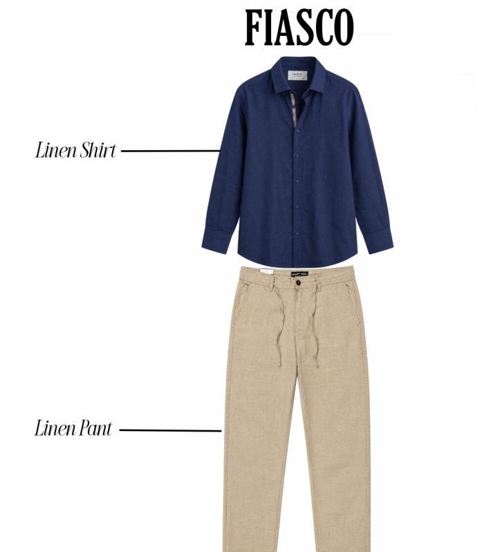Premium Linen shirt Navy blue & Linen Pant Beige