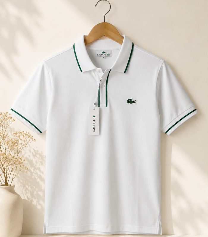 Premium 100% cotton Lacoste polo White